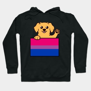 Love is Love Puppy - Golden Retriever - Bi Pride Flag Hoodie